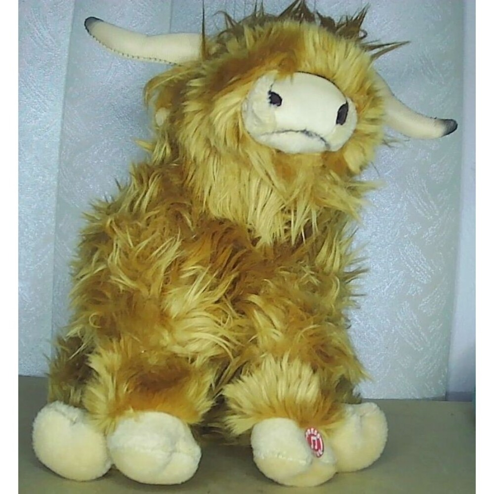 HIGHLAND COW PLUSH Living Nature Fluffy Stuffed Animal Sound Moos WORKS 9"